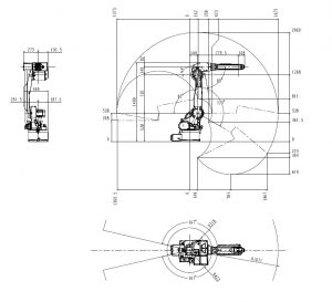 10kg Payload 1671mm Robotic Arm QJR10-1 Motion Range Drawing