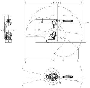 Robotic Arm QJR10-2000 Motion Range Drawing
