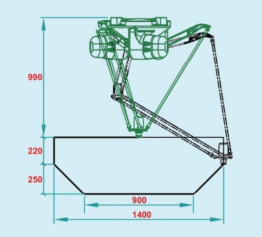 Delta Robots-ZhiHuaSeries WSC-1400D Operating Range