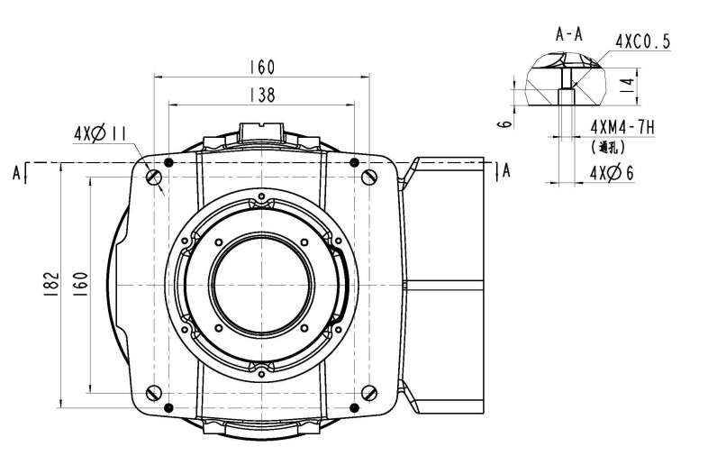 Installation dimension diagram of QJR7-900 robot base