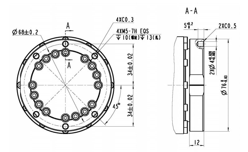 Installation dimensions of QJR7-900 robot end effector